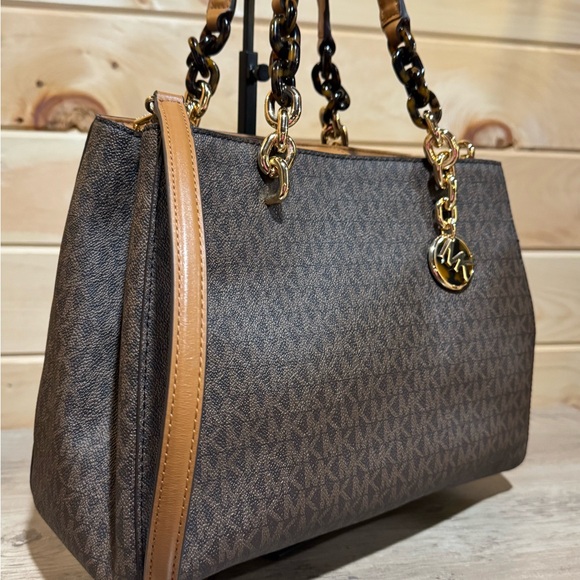 MICHAEL KORS Cynthia Medium Satchel Purse- Brown/Acorn - Picture 2 of 16